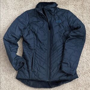 The North Face Women’s Navy Quilted Fleece-Trim Puffer Jacket